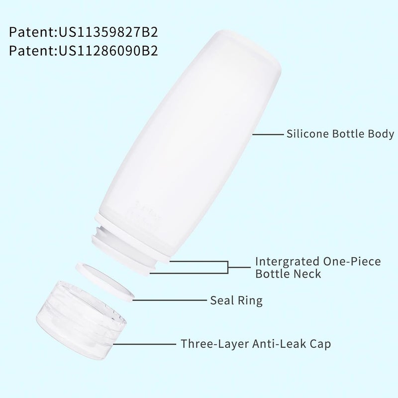 Craftend Silicone Travel Bottles for Toiletries TSA Approved Travel Size Containers Set 4 Pack Portable Leak Proof Refillable Cosmetic Squeeze Bottles Shampoo Hair Conditioner Body Lotion Bath Shower Gel - Image 2